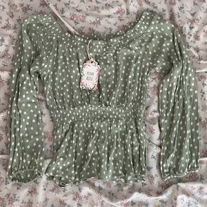 pink rose peasant blouse